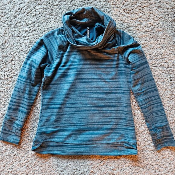 Kuhl pippa pullover cowl neck sweater, small, teal blue stripe - Picture 2 of 3